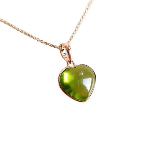 Pendentif cœur en péridot naturel gmpd_0369, un cadeau idéal avec sa chaîne en argent
