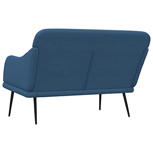 Banco acolchado de 110 cm azul con respaldo y reposabrazos estilo sofá pequeño 7