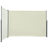 Outsunny Seitenmarkise, Sicht- und Sonnenschutz, Seitenrollo, Polyester, Creme, 6 x 1,6 m