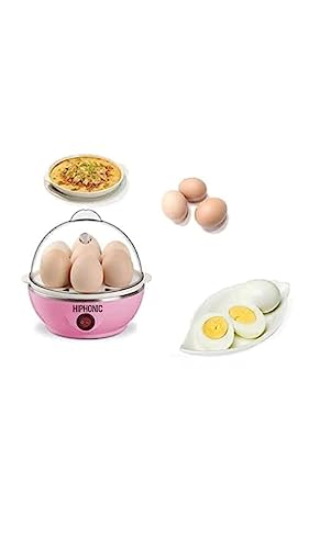 Image of HIPHONIC Egg Boiler Electric Automatic Off 7 Egg Poacher For Steaming, Cooking Also Boiling And Frying.. (Multi Colour, 400 Watts) (SINGLE LAYER)