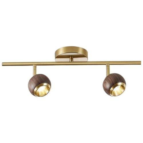 Spot lumineux LED moderne sur rail bois doré noyer orientable dimmable