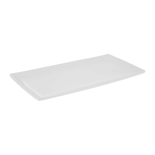 Genevieve LETHU 535986 Plat en Porcelaine Blanche L 29 cm x l 15 cm - Collection Doux Souvenirs - Plat de Service rectangulaire