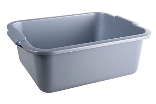 Schüssel 11 L mit Griff - eckig rosa, blau, metallic grün - Kunststoff - Allzweckschüssel - Spülschüssel - Fußwanne - Wanne (Silber metallic)