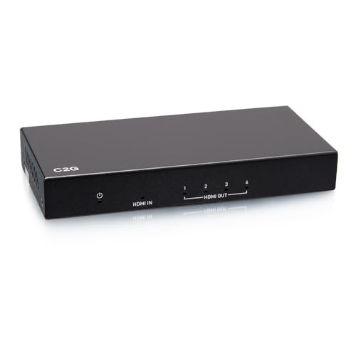 C2G Amplificateur répartiteur HDMI 4 Ports 4K 60 Hz Idéal pour basculer Entre lecteurs Blu-Ray, Consoles de Jeux, câble numérique, Plusieurs écrans ou boîtiers Satellite et récepteurs A/V