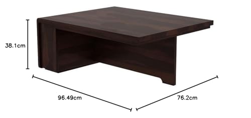 Image of Sheesham Wood Center Table for Living Room /Coffee Table with 4 Stools in Walnut Finish