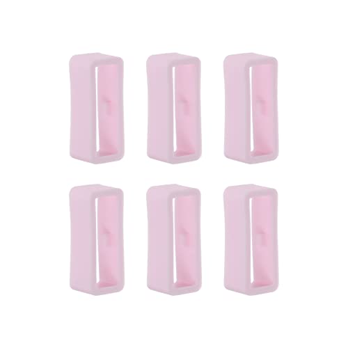 sourcing map 6uds Reloj Correa Lazo Cierre Anillos 16mm Caucho Reloj Soporte Guardián Silicona para Reloj Correa, Claro Rosa