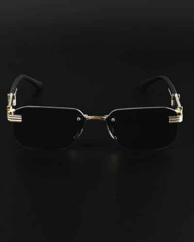 Image of IFLASH Retro Rimless Sunglasses Rectangle Women Men Vintage Frameless Sun Glasses