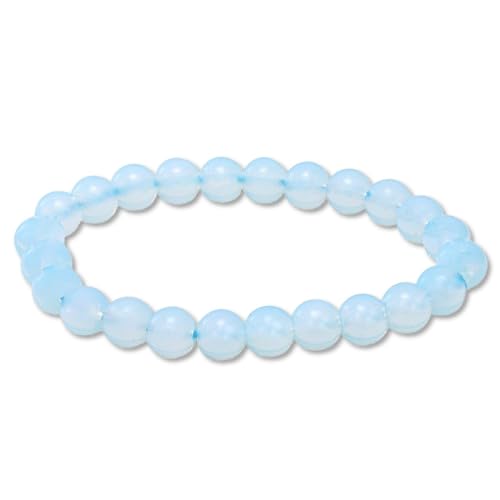 DCE Premium Opal Bracelet Blue Opalite - Emotional Healing Crystal Bracelet - Handmade 8mm Gemstone Beaded Stretch bracelets for Men Women