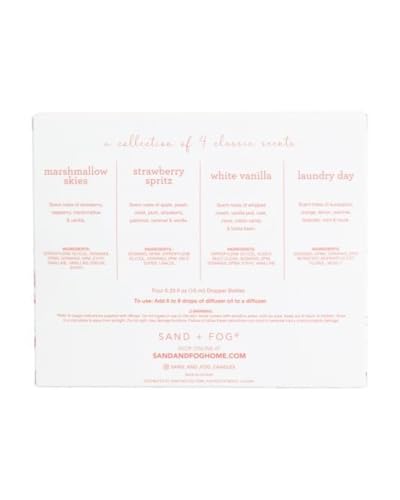 Image of Sand + Fog Diffuser Oils Gift Set, 4 Pack, 0.33 fl oz Each (Marshmallow, Strawberry, Vanilla, Laundry)