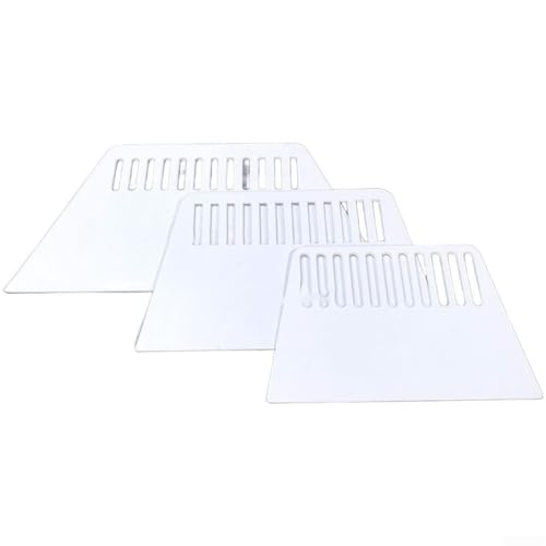 Hosrivae Juego de 3 rasquetas trapezoidales de plástico PP para papel pintado, baldosas y masilla, cuchillas finas de 16,5/20/26 cm, bordes redondeados, construcción (blanco)