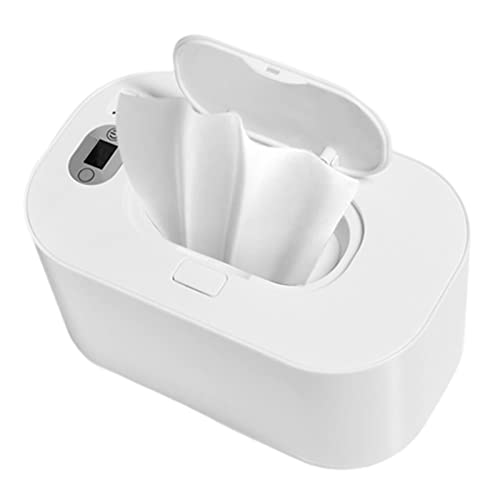 Calentador de toallitas húmedas de 20 x 12 x 15 cm para bebés, ajustable de 40 ℃ a 60 ℃, caja de calefacción de toallitas portátiles, dispensador de toallitas para bebés (blanco)