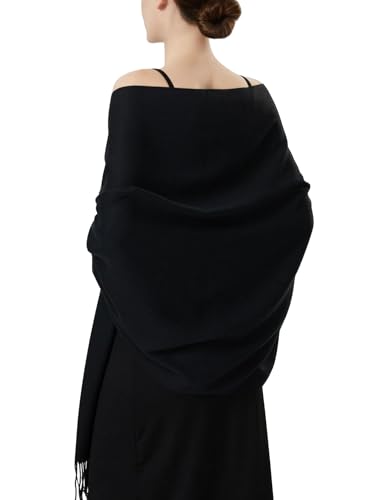 PASKMLNA Large Solid Color Pashmina Shawl Wrap Scarf 80" X 27"2