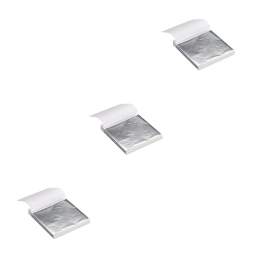 SEWACC 3sets Manicure Clay Gilding Foil Imitation Leaf Sheets Silver Mirror Paper for Artistic Decorations 100sheets*3