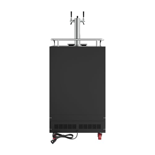Image of EdgeStar KC7000TRIP 24 Inch Wide Triple Tap Kegerator for Full Size Kegs with Electronic Control Panel - Black Stainless Steel