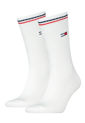 Tommy Hilfiger Mixte Crew Chaussettes, Blanc, 43-46 EU