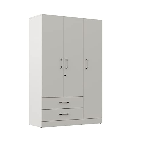 Image of Wakefit Wardrobe | 1 Year Warranty | Engineered Wood Almirah, Cupboard for Clothes Storage | 3 Door, 1 Drawer, 1 Hanging Space | Organza Plus - Frosty White
