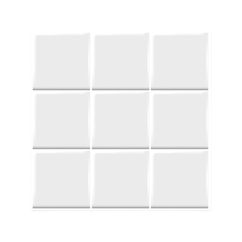 SCGEHA タイルシール リメイクシート 壁紙 防水 DIY キッチン 洗面台 白 北欧 3D 模様替え 賃貸 シール おしゃれ 10枚 20枚 (10, 正方形)