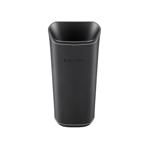 Image of Car Cup Holder Trash Can Leather Mini Garbage Bin With Trash Bag | Cup Holder Garbage Bin, Backseat Front Seat Door Compatible, Center Console Armrest Passenger Glovebox, Organization Storage