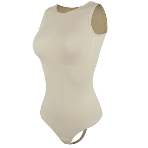 Fajas Reductoras Body Sexy sin mangas con cuello redondo for mujer, ropa moldeadora de Tanga, entrenador de cintura, Tops ajustados, moldeador de cuerpo con Control de barriga, 2 uds. Reductora Shapew