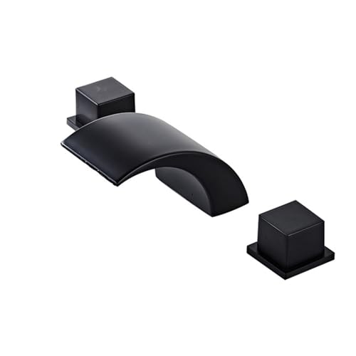 Robinet de lavabo cascade noir mitigeur 3 trous en laiton pour salle de bain