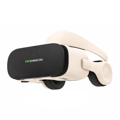 VR SHINECON 3D VR Headset for Phone with Bluetooth Headphones, 120° Wide View VR Goggles,...
