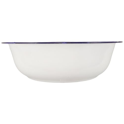 Artibetter Lavabo Esmaltado Vintage de 30 Cm Borde Azul, Bañera para Remojar Pies Multiuso, Cubo para Baño de Pies y Pediluvio en Casa, Lavabo Retro para Spa y Cuidado Personal