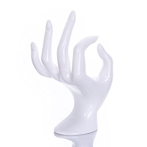Image of Maxsirui Hand Form Ring Holder Jewelry Display Organization Rack Bracelet Ring Watch Stand Support Aesthetic Y2k Room Decor (White)