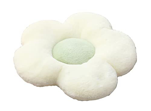 Fleur Oreiller de Sol Coussin Décoration de Chambre Mignonne pour Les Filles Oreiller en Peluche Confort décontracté Coussin canapé Tatami Voiture décoration de la Maison Coussin (50_x_50_cm, White) Cover