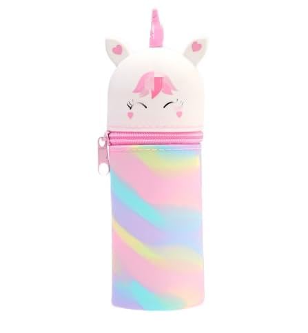 MKKZLPN Kawaii Estuche Silicona Escolar,Estuche Escolar de Silicona Blanda 2 en 1,Estuche de Silicona Extensible,Estuche Niño,Portalápices de Mesa,Estuche Silicona,con Cremallera,