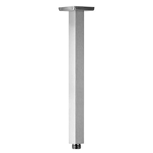 Anpean 12 Inch Square Ceiling Mounted Shower Arm and Flange, Brushed Nickel