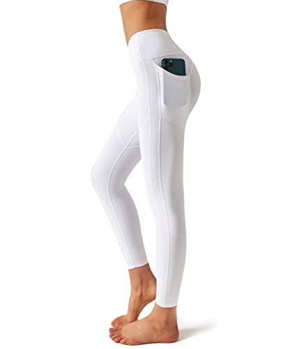 High Waisted Workout Leggings With Pockets For Women Squat Proof, 4 Way Stretch Buttery Soft Yoga Pants White #TOP2