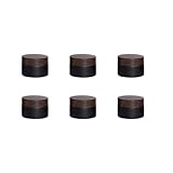 Miayon 6Pcs 0.18 oz Small Travel Lotion Containers with lids Glass Sample Empty Round Cosmetic Jar Bottles for Creams Makeup Lotion Toiletries Storage (Black, 5 gram)