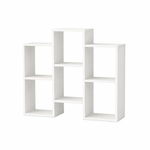 Image of Enigmatic Woodworks Wooden Bookshelf 6-Tier, Large Open Bookcase Storage Rack Organizer for Home, Living Room & Study, DIY Assembly,White Suede Finish, 24 x 90 x 90 cm