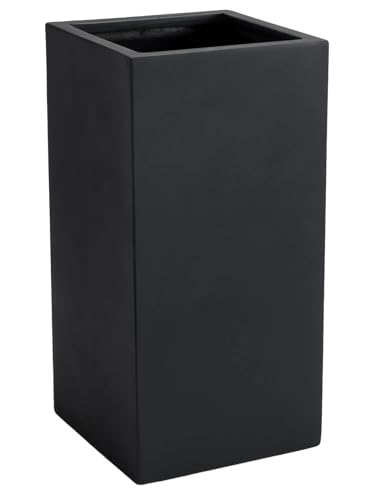 VIVANNO Pflanzkübel Blumenkübel Übertopf Säule Fiberglas Anthrazit Block 60x30x30