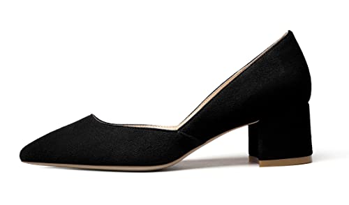 Eldof Women's Pointed Toe Cut Out D'Orsay Slip On Mid Block Heel Pumps Comfortable 2 Inch Block Heels for Dress Party Wedding2