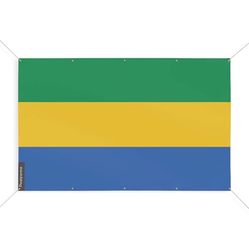 Drapeau Gabon 190 x 285 cm avec 10 oeillets grand format pour mât