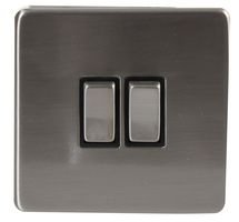 Pro Elec BC1802 2-Gang Light Switch, Brushed Chrome - Image 2