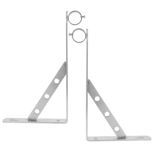MUSISALY Soporte de Cortina de Acero Inoxidable Resistente Oxidación, Diseño Lateral Triangular para Tendedero de Pared en Balcones y Exteriores, Paquete de 2 Piezas Plata