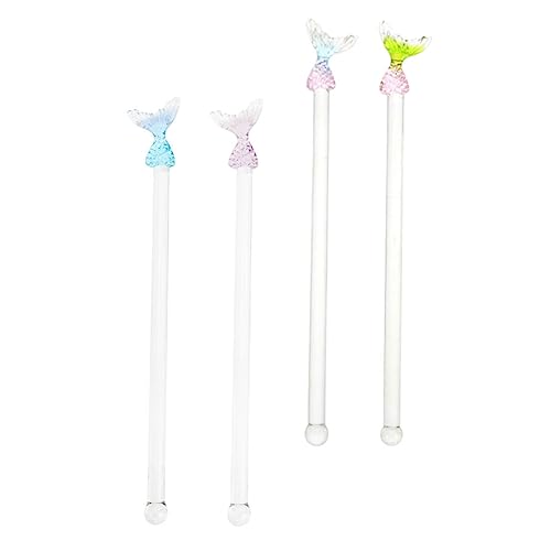 OFFSCH 4Pcs Mermaid Stirring Rods Creative Wine Mixing Sticks for Home Bar Cocktail Coffee Elegant Design for Drinks Decoration and Smooth Mixing