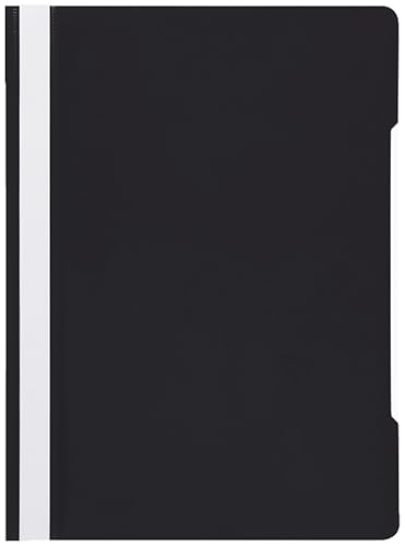 Conipa 25 x Schnellhefter Schwarz DIN A4 (Set) mit Beschriftungsfeld PP-Kunststoff (Plastik) - Hefter & Mappe für Schule & Büro (stabil) - Heft-Mappen Organisation (PVC-frei) transparentes Deckblatt