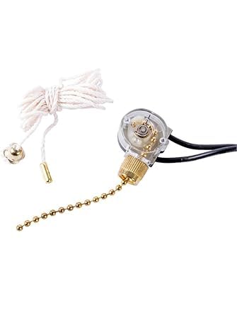 Single Circuit Pull Chain Switch, SPST, ON-OFF, All Angle Pull, Brass Plated, Electric Applications, 6 Inch 18 Wire Guage (AWG) Wire Leads, Nickel Plated, Industrial/Emergency Equipment & Lighting-image-32