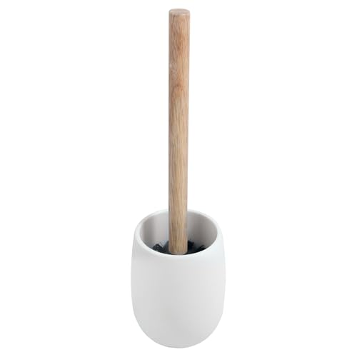 Spirella   Elegante escobilla de baño de poliresina y Madera, diseño Moderno para el baño, fácil de Limpiar, Interior ordenado, tamaño estándar, Color Blanco