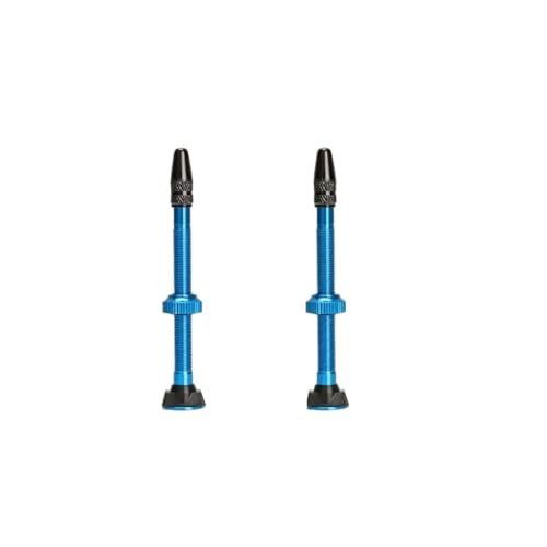 Válvulas de neumático sin cámara de 60mm en color azul para bicicletas set de 2 piezas