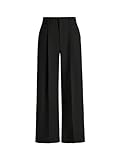 SOLY HUX Damen Hose Elegant Anzughose mit Taschen Hohe Taille Stoffhose Weite Geradehose Bürohose Freizeithose mit Knopf und Reißverschluss Schwarz XL