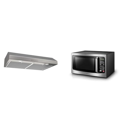 Broan-NuTone BCSQ130SS Three-Speed Glacier Under-Cabinet Range Hood with LED Lights ADA Capable, 1.5 Sones, 375 Max Blower CFM, 30-Inch, Stainless Steel