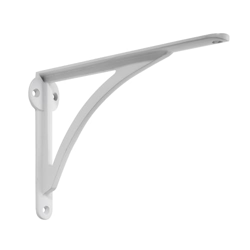 Khtumeware 100% Solid Brass Decorative Shelf Brackets, 10-inch Wall-Mounted Shelving Brackets, 2-Pack White Vintage Metal Shelf Bracket Victorian Wall Bracket.