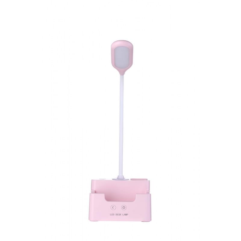 Lava Box Rechargeable Multifunction Study Lamp with Pen & Mobile Holder, Reading Flexible Desk LED Table Lamp, Gifts for Family (Pink)