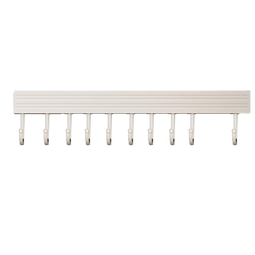 Pwshymi White Kitchen Hook Rack Space Aluminum Wall Mounted Utensil Hanger for Spoon Shovel Chopping Board Storage, No Punching Design, Quick Installation (10 Hooks 50cm), Pwshymig3rcyutnbd-12