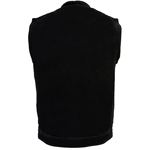 Milwaukee Leather Mdm3000 Men's Black Denim ‘Quick Draw’ Dual Closure Club Style Vest - Xx-Large #TOP1