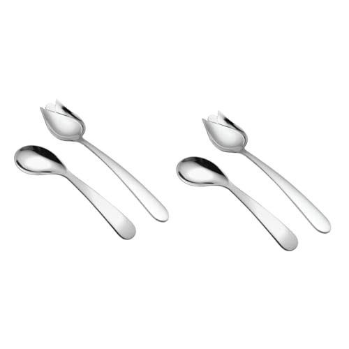 SEWOART 高齢者用角度付きスプーン 2セット 高齢者用摂食補助具 湾曲スプーン ステンレススチール製 素材 2個*2